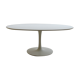 Oval white tulip dining table by Maurice Burke for Arkana 1960