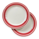 Pair of red striped plates