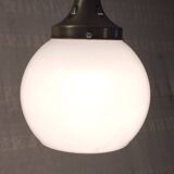 Art Deco pendant light in brass and opaline - mid-20th century