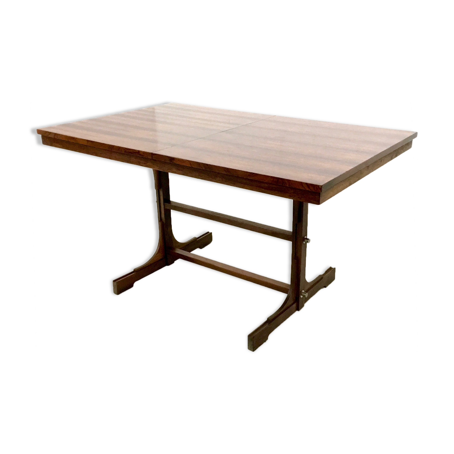 Midcentury rectangular wooden extendible dining table, italy 1960s