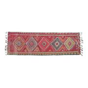 1970s Vintage Turkish Oushak Handmade Wool Cotton Pink Runner Rug 100x322