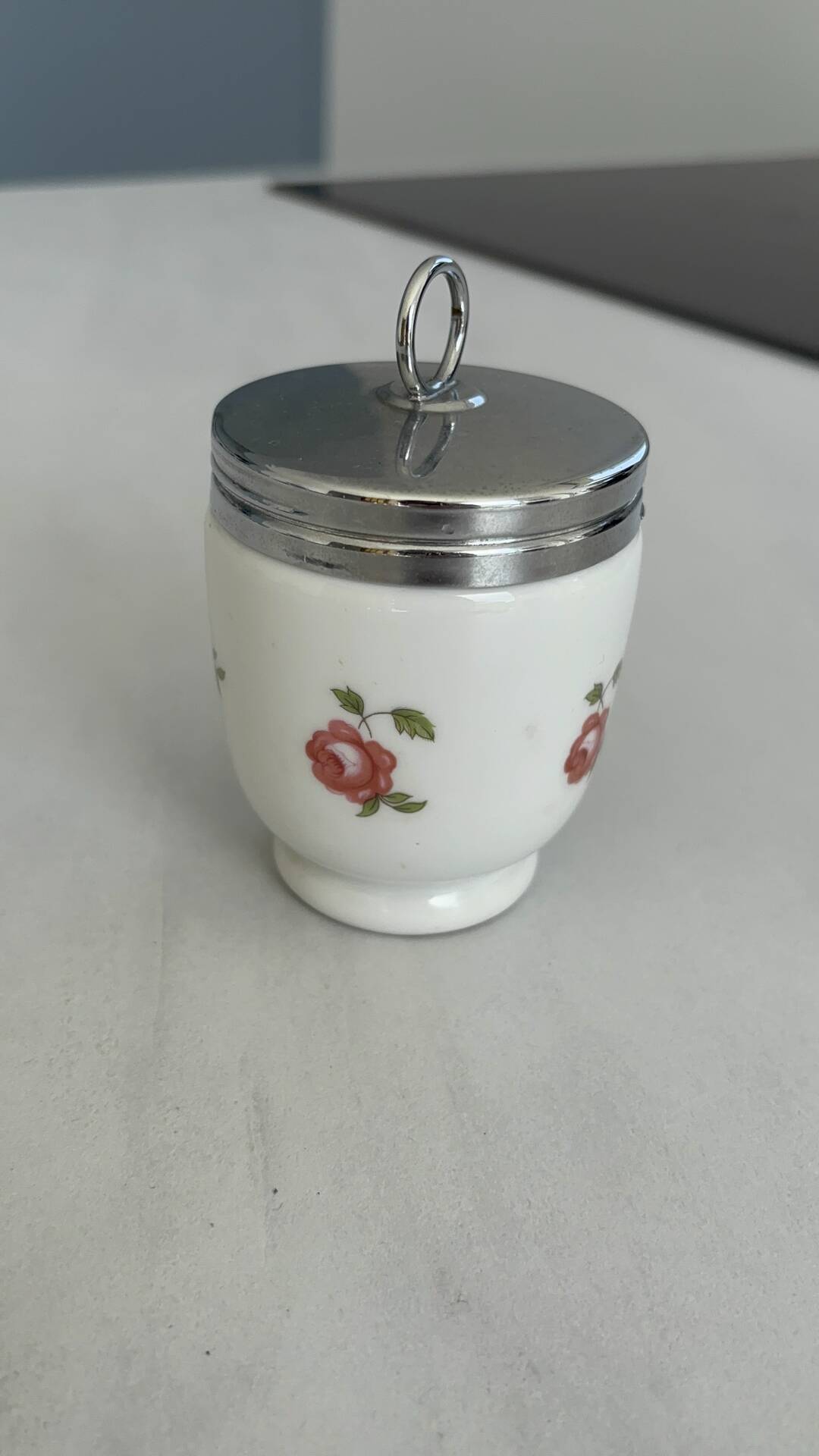 Egg Coddler Royal Worcester flower rose – Porcelain egg cup