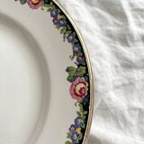 Compotier bas frise fleuries noire Digoin et Sarreguemines vintage