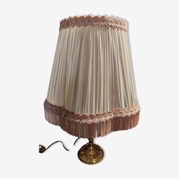 Lampe de chevet vintage laiton abat jour plissé XXème