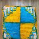 Moroccan Berber pouf yellow and bohemian turquoise