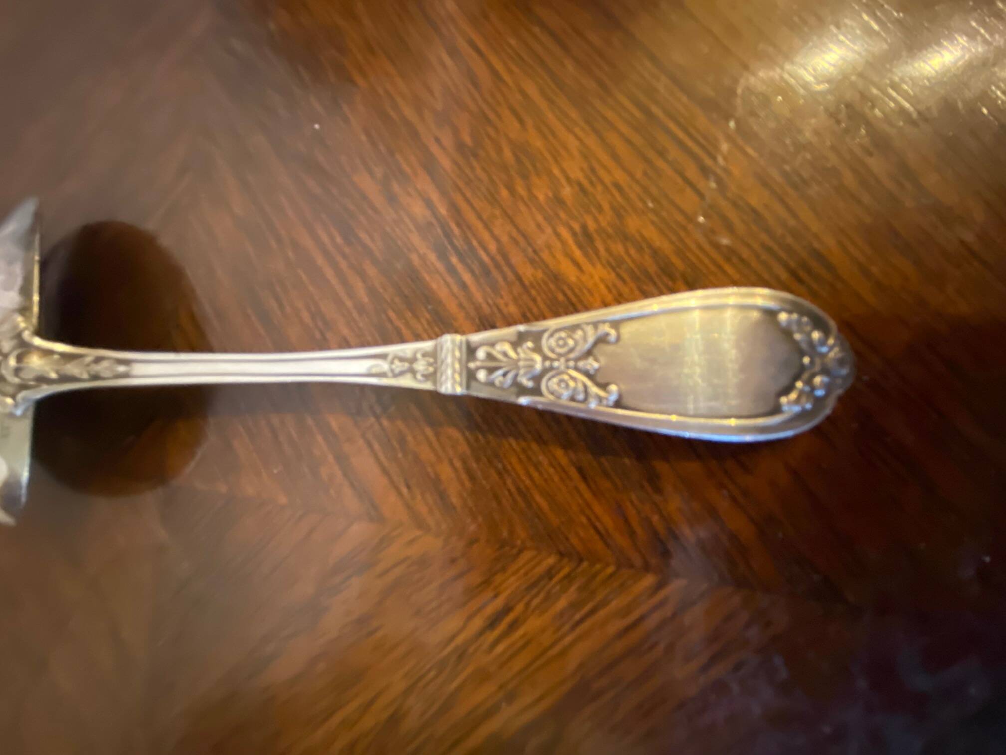 Porridge spoon silver plated goldwork felix freres floral decoration