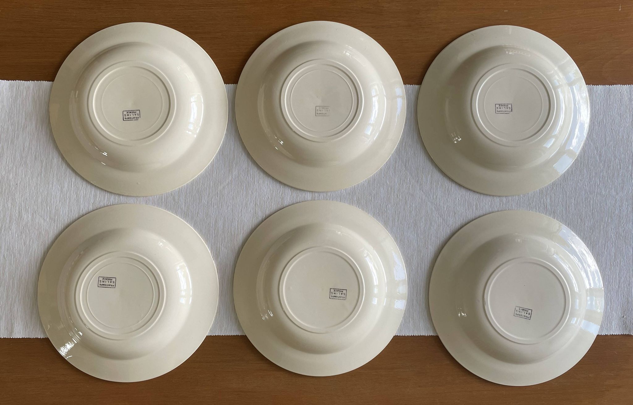 6 old earthenware soup plates from Salins-lès-Bains (Jura)