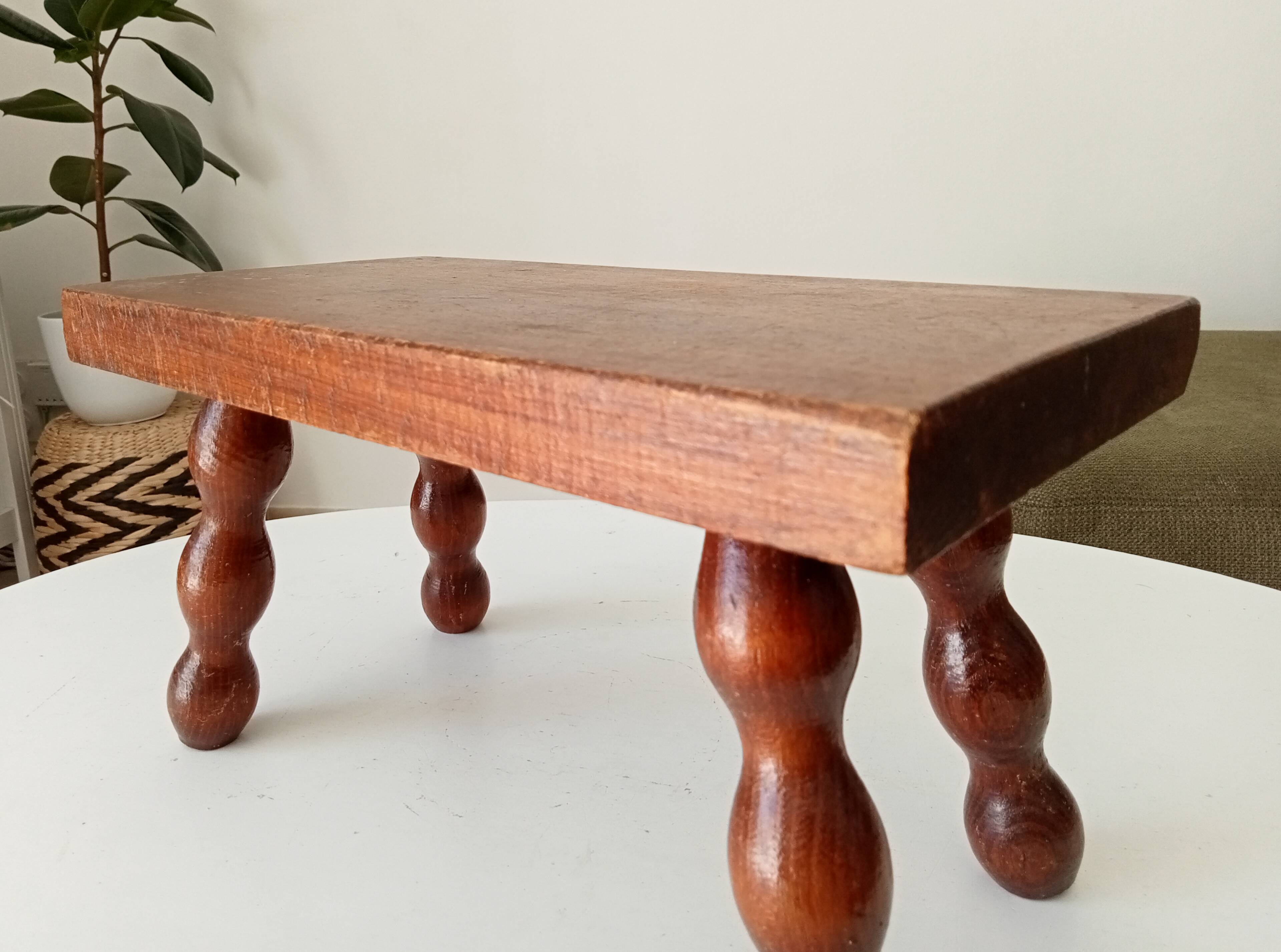 Vintage Bobbin Wood Plant Stool