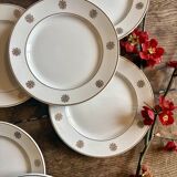 Lot de 10 assiettes à dessert vintage blanches et dorées