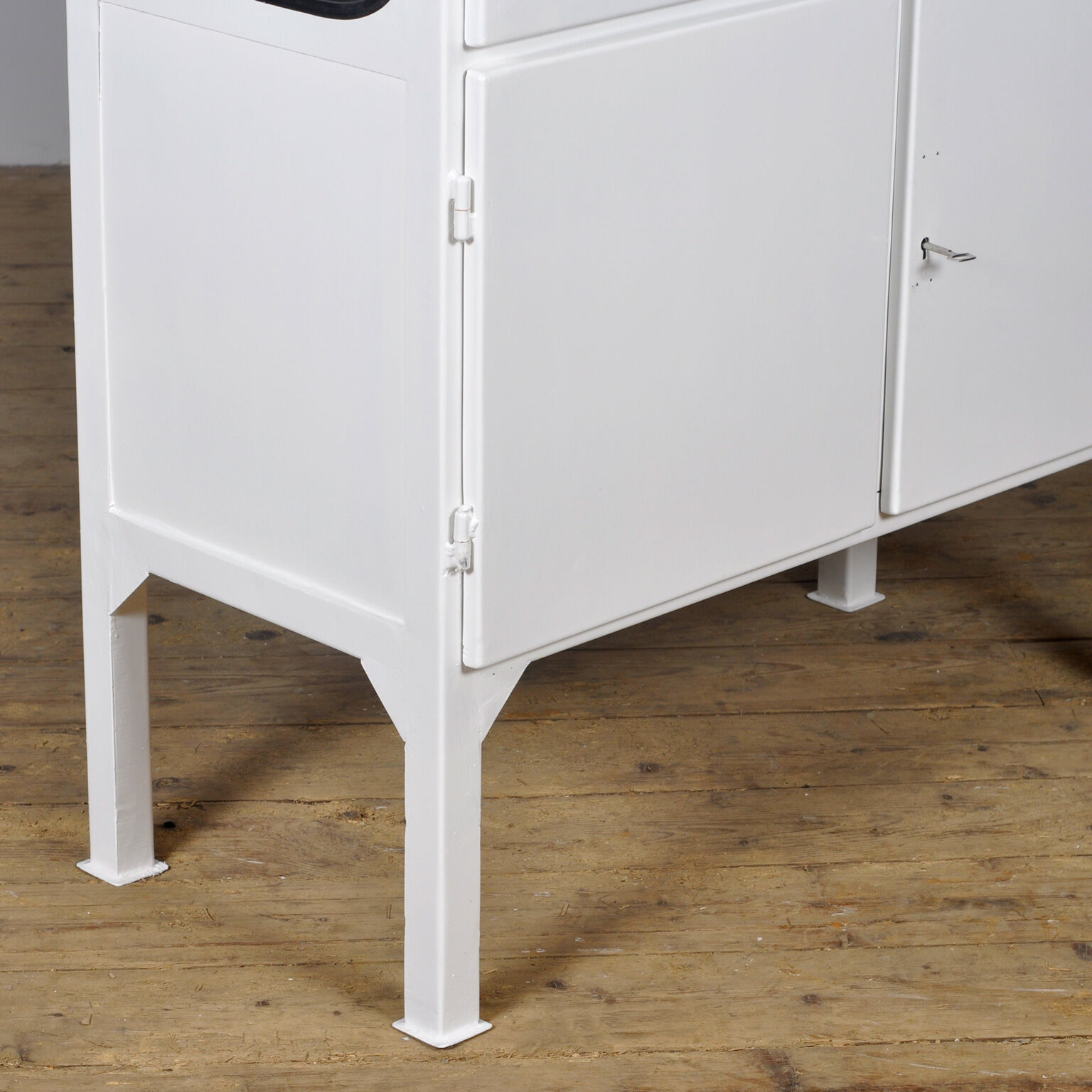 Restored glass & iron medical cabinet, 1970s