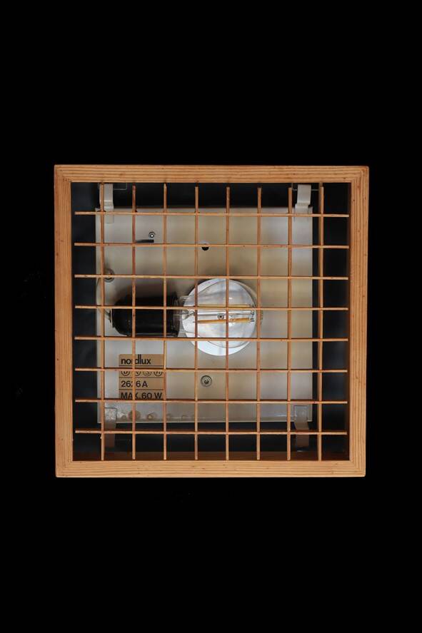 Rare pine wood ceiling flush light by Nordlux / 1970s / Danish Modern Design