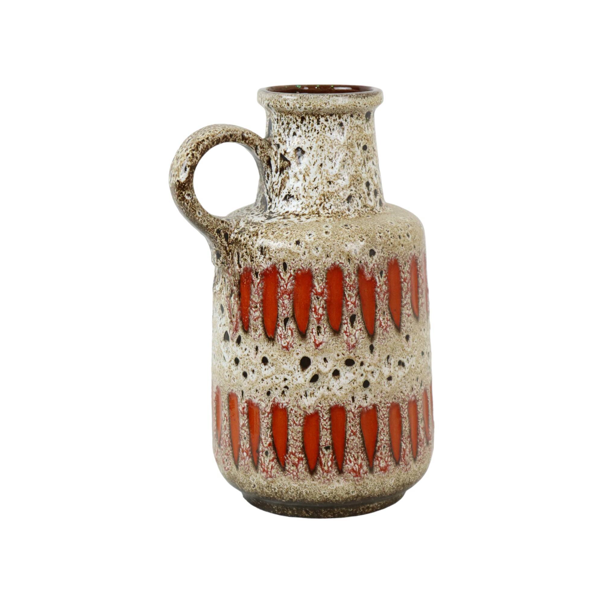 Fat Lava West Germany Earthenware Scheurich Lora Vase Orange 408-40