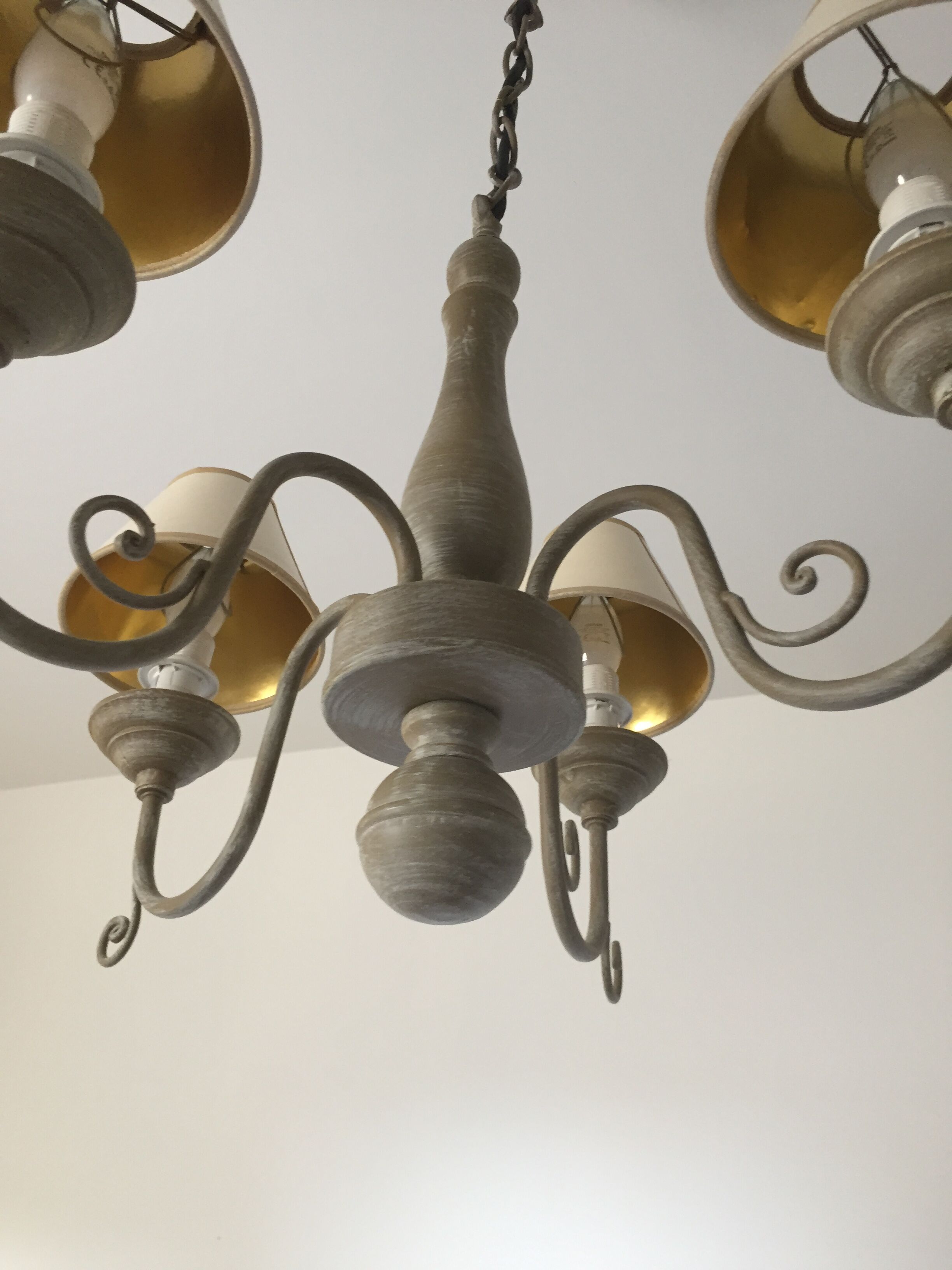 Lustre hollandais bois et métal 4 feux