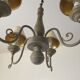 Lustre hollandais bois et métal 4 feux
