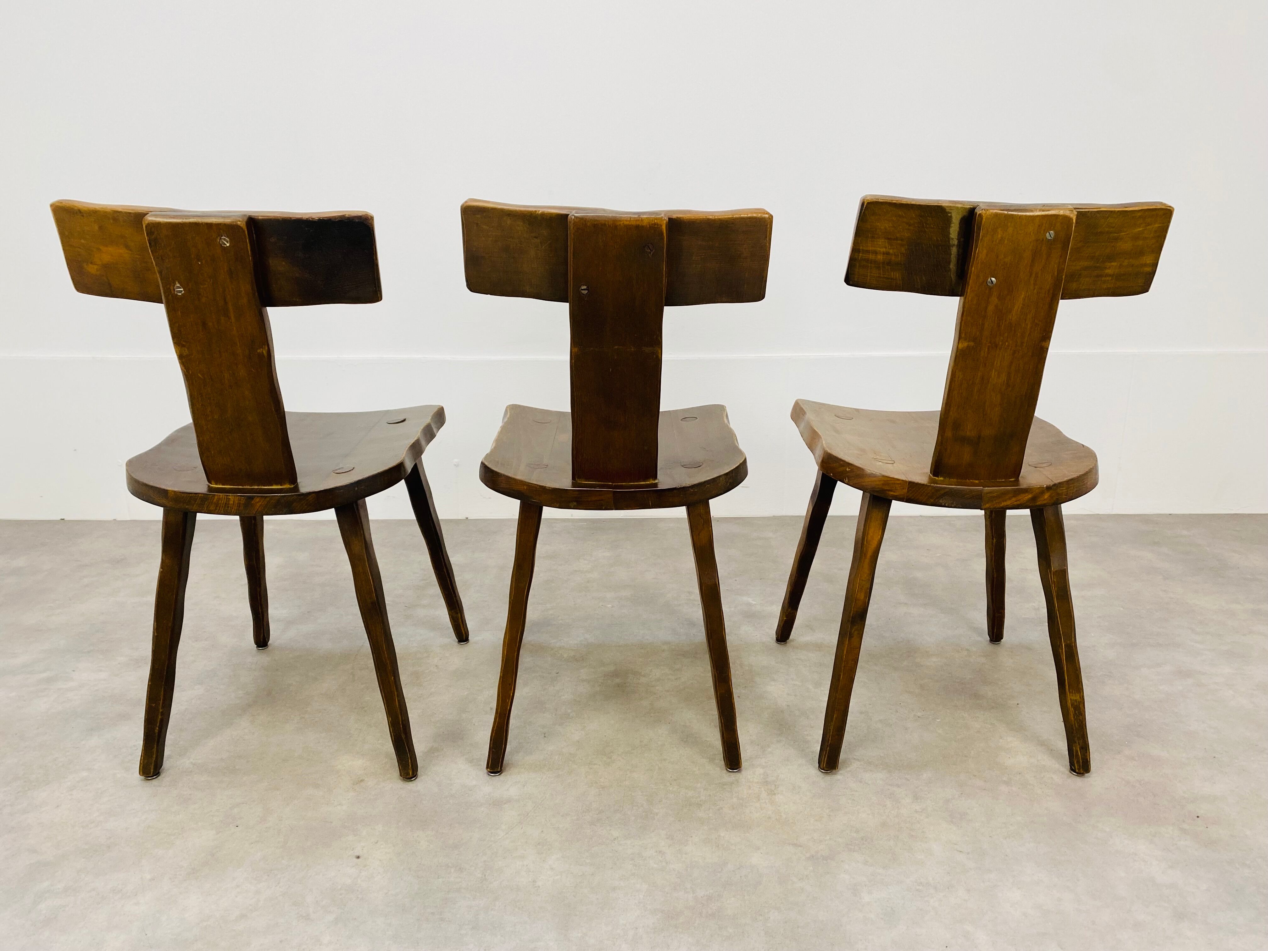 3 T chairs brutalists solid wood