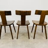 3 T chairs brutalists solid wood