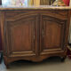 Oak hunting buffet in Louis XIV style, 18th century, with a marble top.