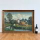 Vintage original large landscape oil painting, signed countryside art