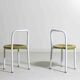 Set of four Italian postmodern metal chairs with sculpted seats, 1980s