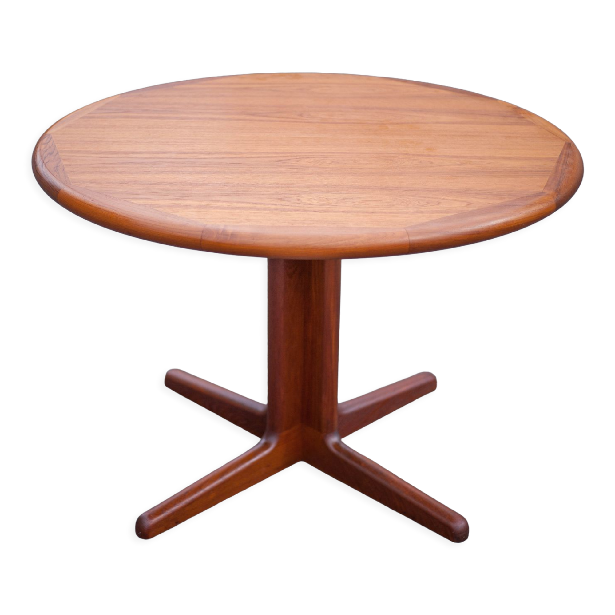 Round dining table extendable 2 extensions, vintage teak table, interior decoration