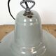 Lampe suspendue en émail gris industriel, années 1960