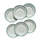 6 Badonviller flat plates in white, green and gold earthenware