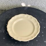 Compotier, earthenware from Longchamp France, enameled ceramic, slip, ecru, old