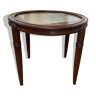 Pedestal table in wood and mother-of-pearl
