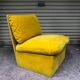 Vintage 80s yellow velvet armchair