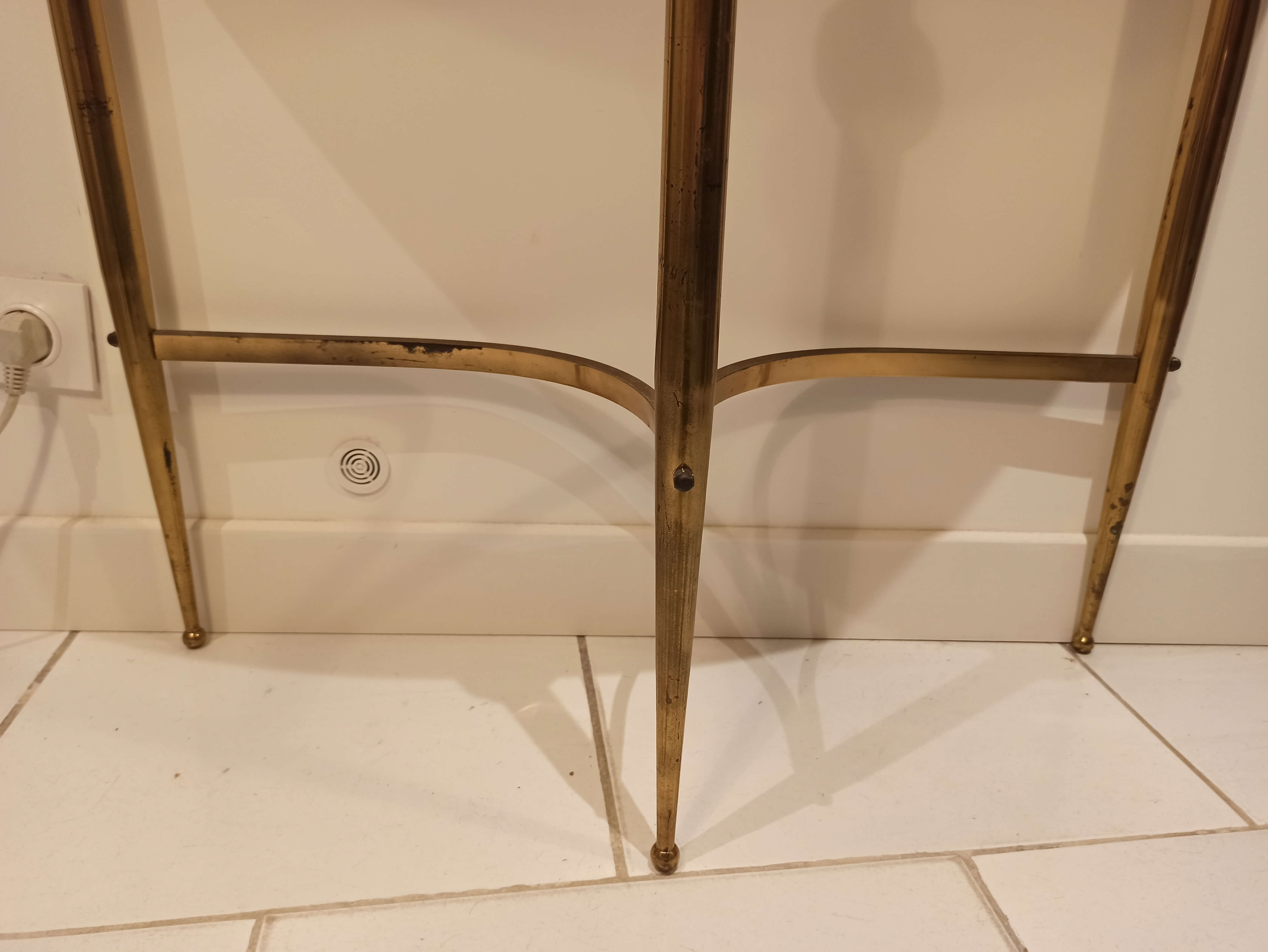 Baroque console old midcentury marble and gold metal