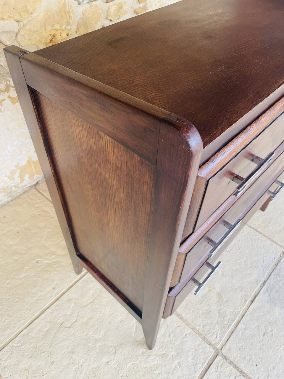 Commode de style Art Deco en noyer, circa 1950
