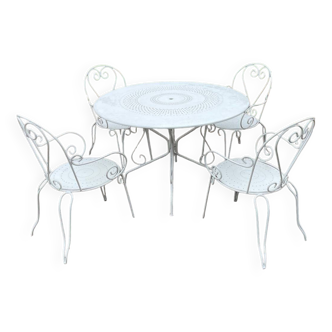 Ensemble salon de jardin en fer forgé avec 4 chaises
