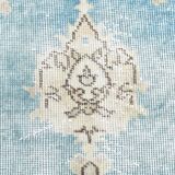 4x7 Sky Blue Classic Pattern Vintage Persian Rug, 113x201Cm