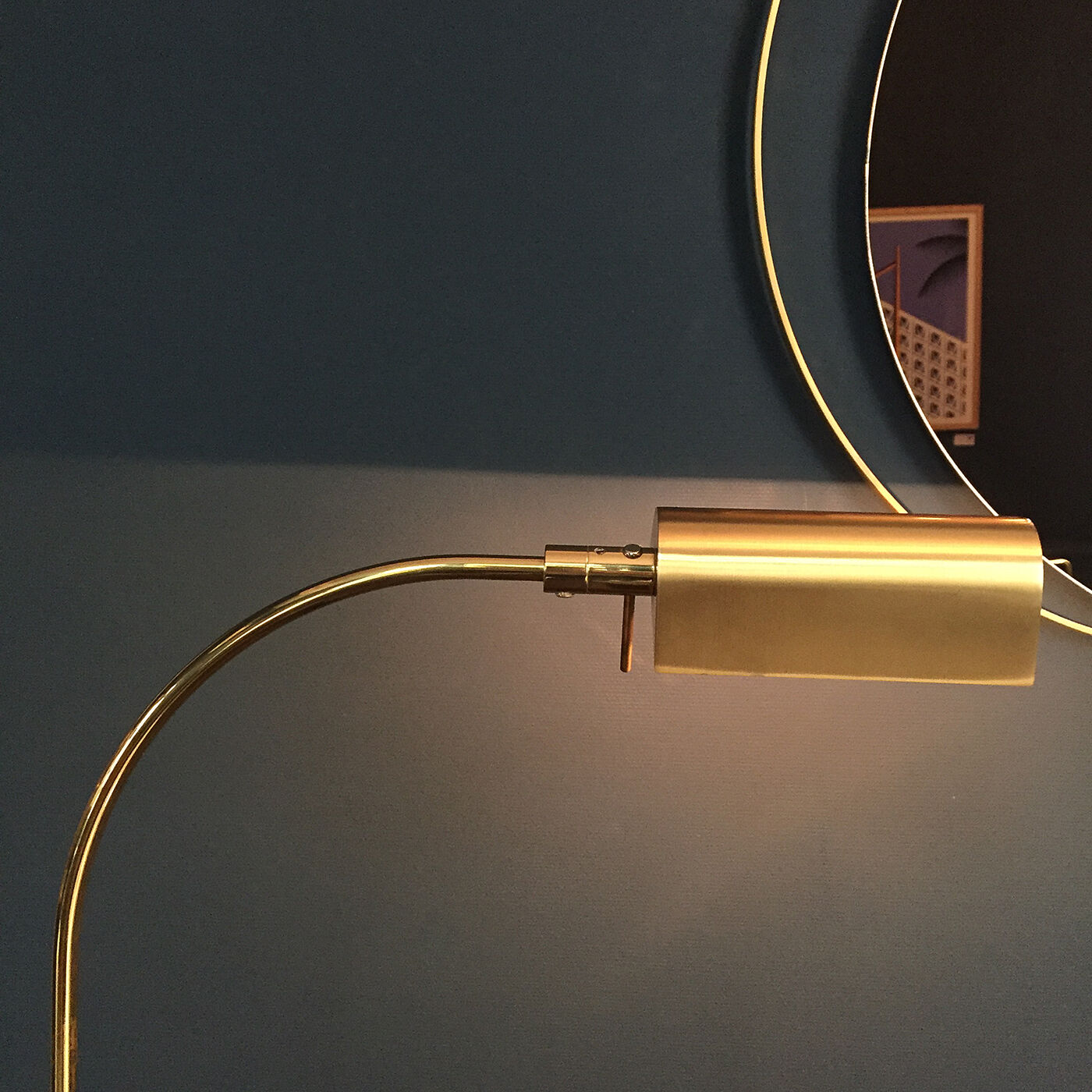 E-reader floor lamp in brass and gold metal 1970
