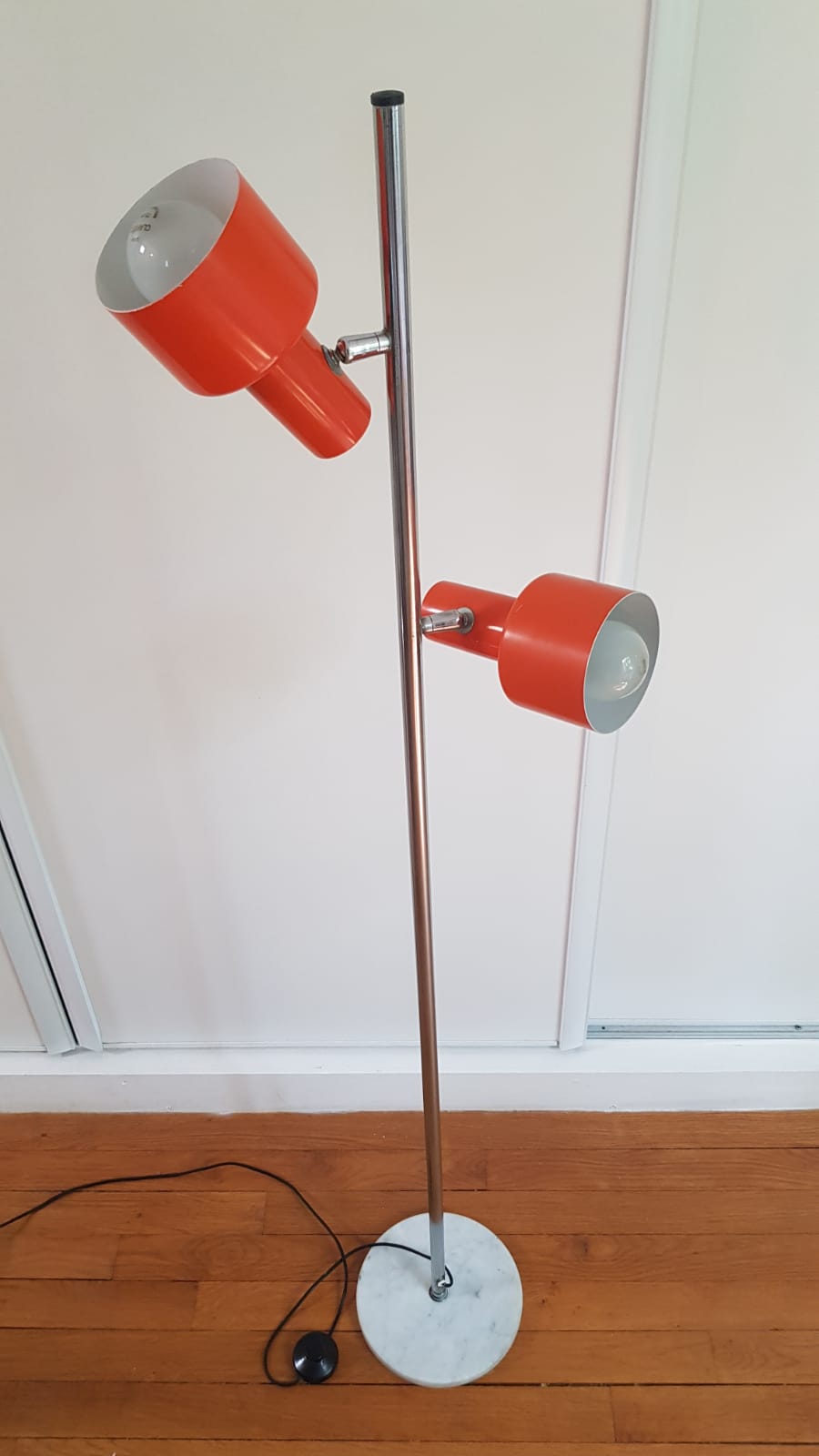 Vintage chrome lamp 2 orange spots 1970