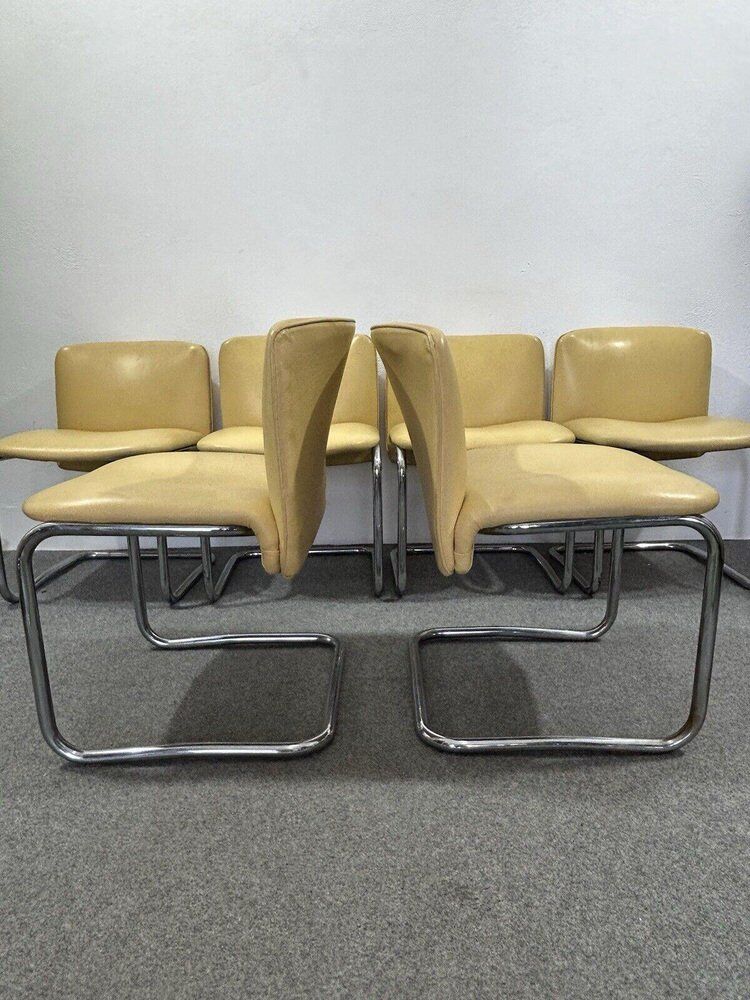 Vintage Chairs in Chrome Plated Steel, 1970s, Set of 6