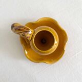 Mustard ceramic candle holder with vintage twisted handle