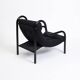 Chaise à bascule en tube d'acier et toile noire