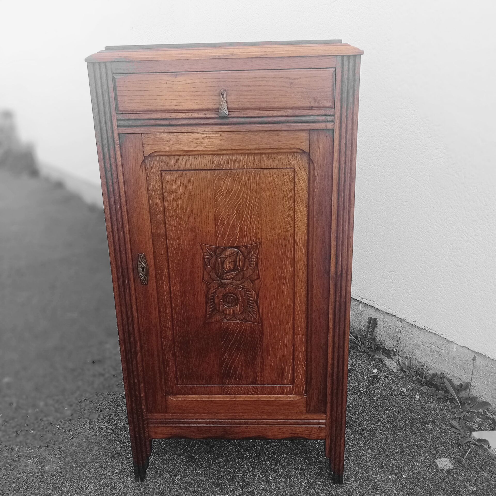 Art Deco oak jam cabinet