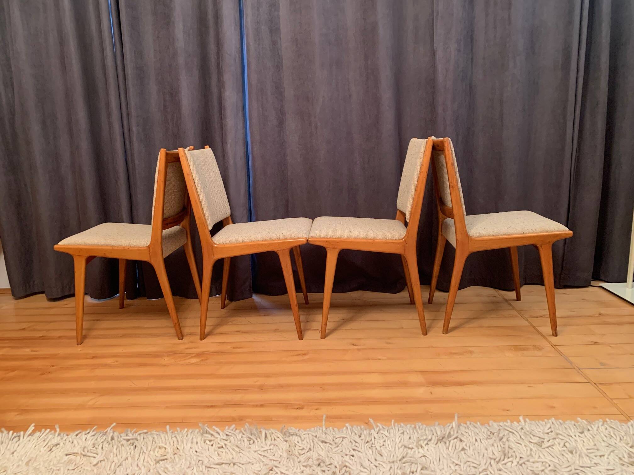Set of four Cane Back chairs designed by Jens Risom, JO Carlssons, Sweden, 1950s