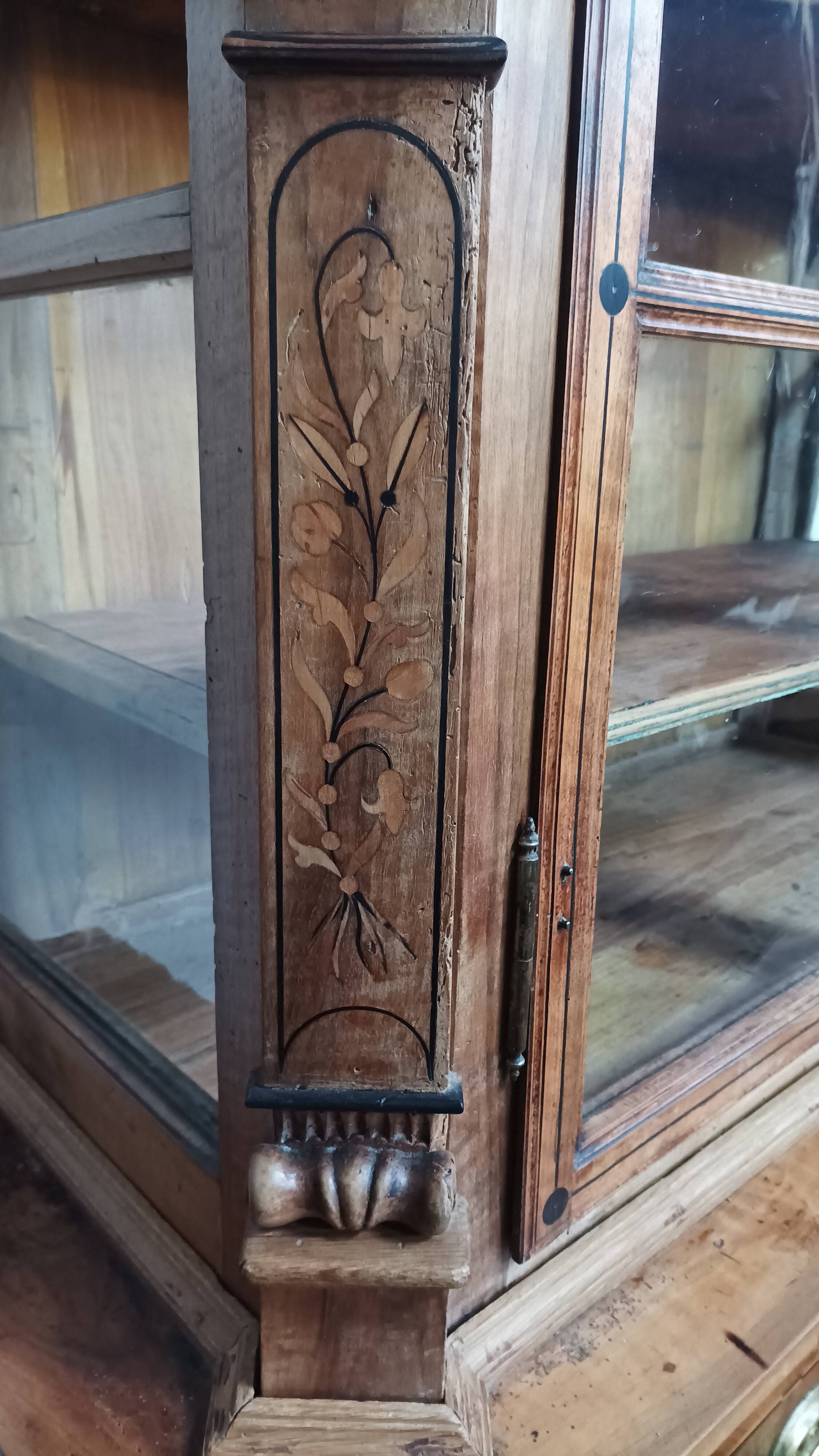 Biedermeier period sideboard in precious wood and ebony marquetry