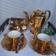 Vintage moka service in gilded porcelain for coffee, 1950s-1970s.