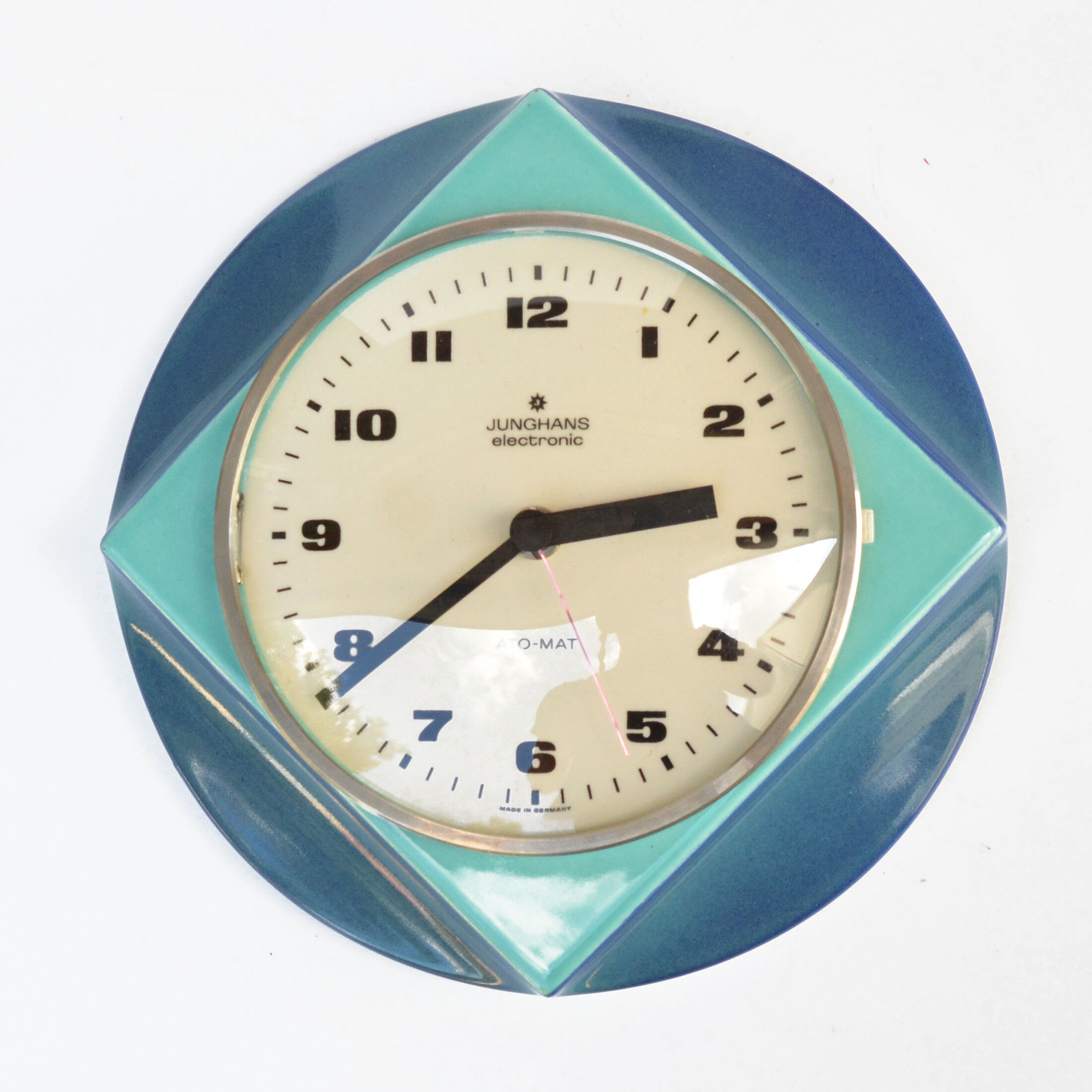 70s modern ceramic wall clock Junghans, Germany