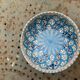 Two bowls, enameled ceramic cups, red and blue, artisanal, hand painted made in Italy