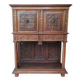 Renaissance oak carved buffet cabinet