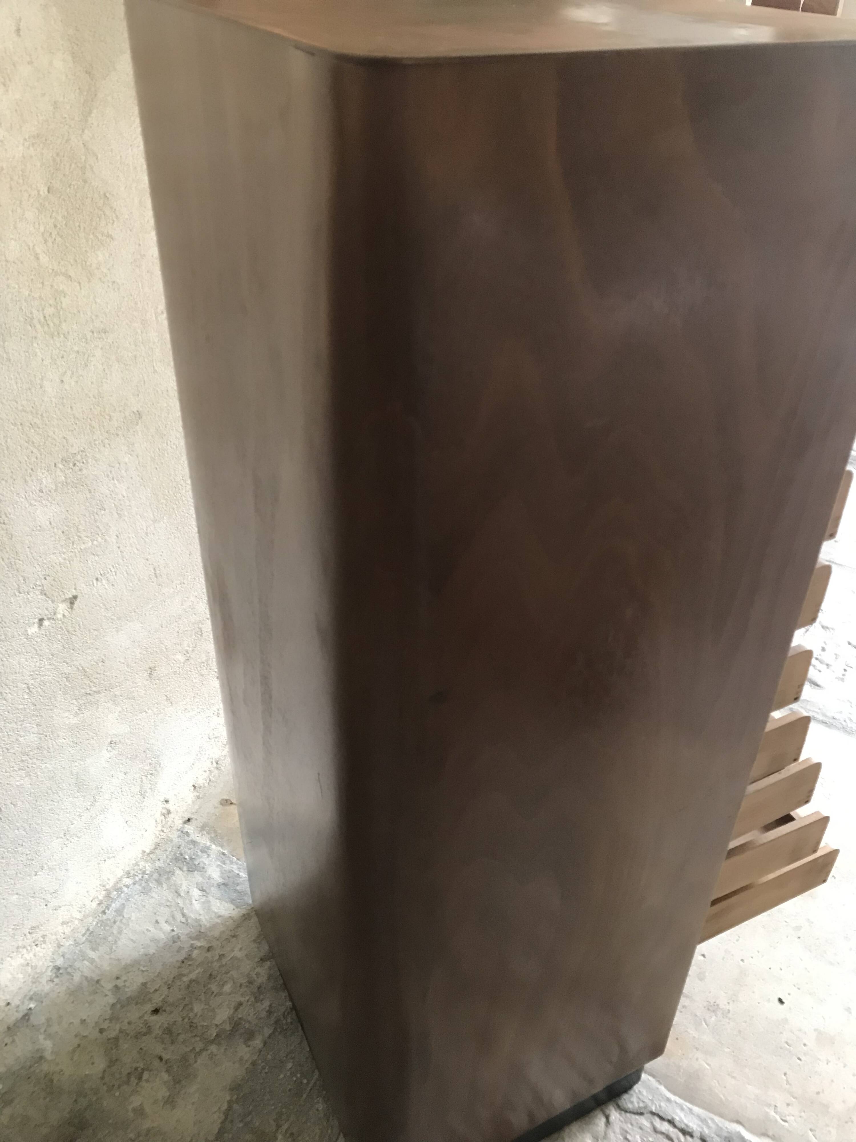 Vintage sliding curtain file cabinet 1950-1970