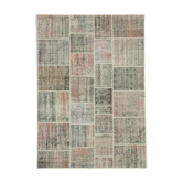 Hand-knotted oriental vintage 172 cm x 242 cm grey patchwork rug