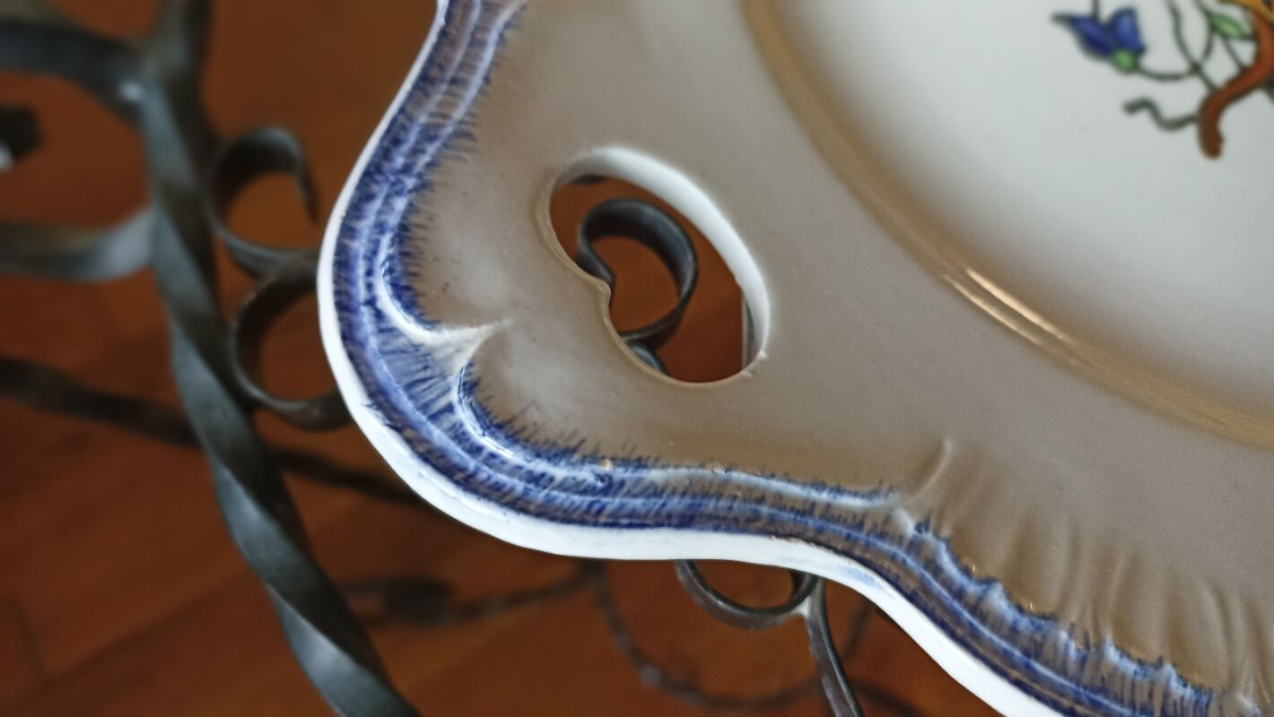 Cake dish by Longwy Vieux Rouen in the early 19th century