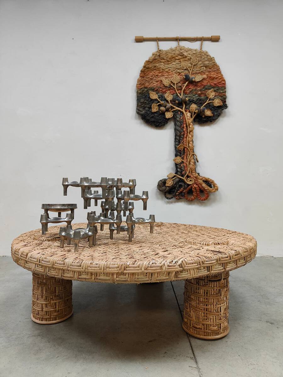 HKliving round design rattan coffee table