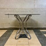 Table vintage en verre fumé
